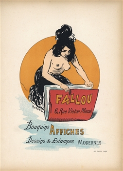 Auguste Roedel lithograph poster "Fallou Bouquins Affiches