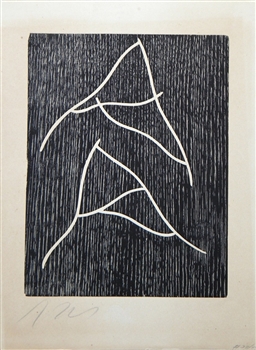 Jean Arp signed woodcut 1948 Dada art