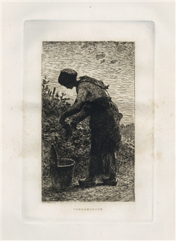 Francois Feyen-Perrin etching Vendangeuse