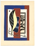 Fernand Leger 1928 pochoir "La feuille jaune"