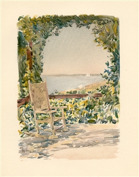 Childe Hassam chromolithograph "A Shady Seat"
