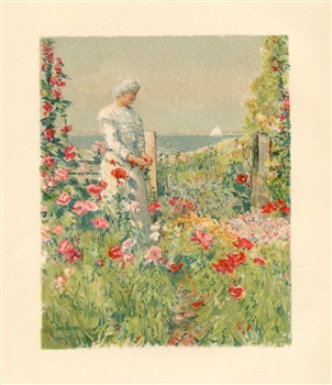 Childe Hassam chromolithograph "In the Garden"