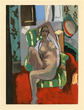 Henri Matisse "Odalisque au tambourin" rare pochoir, 1929