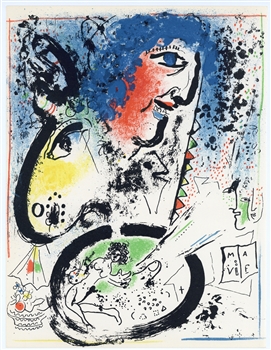 Marc Chagall original lithograph Self Portrait
