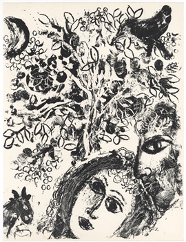 Marc Chagall original lithograph Couple Beside Tree