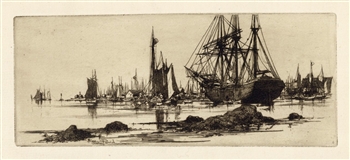 Stephen Parrish original etching In Port