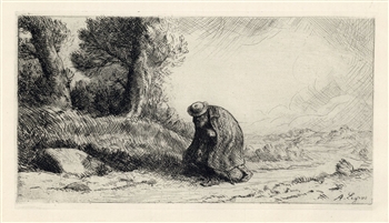 Alphonse Legros original etching The Wayfarer