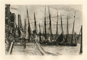 James Whistler original etching "Billingsgate"