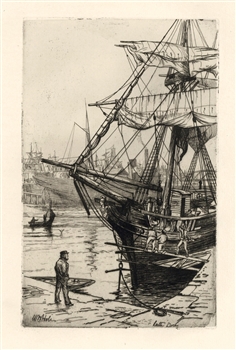William Hole Leith Docks etching