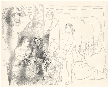 Pablo Picasso lithograph Clown's Family