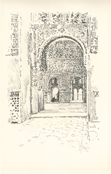 Joseph Pennell original lithograph Alhambra