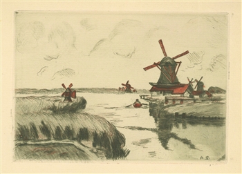 Armand Guillaumin Saardam (Zaandam) original etching