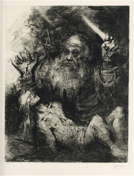 Jack Levine signed original etching Sacrifice of Isaac