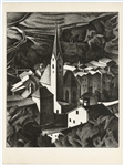 Alexander Kanoldt original lithograph "Klausen in Tirol"