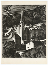 Alexander Kanoldt Klausen Tirol lithograph Genius