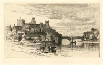 Samuel Colman etching Durham England
