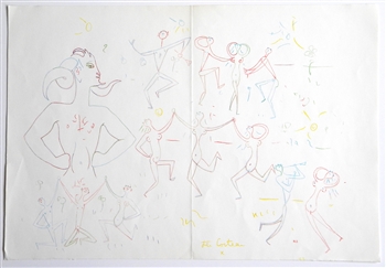 Jean Cocteau original lithograph for Montagnes Marines