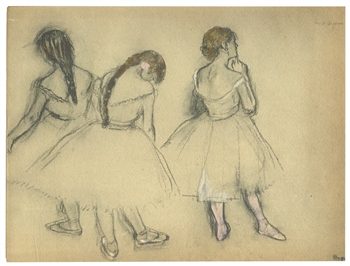 Edgar Degas pochoir Trois danseuses