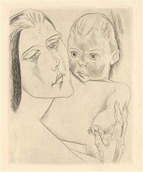 Heinrich Nauen "Mutter und Kind" original etching
