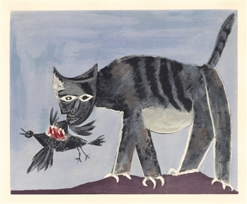 Picasso Venti Pochoirs Cat qui mord un oiseau