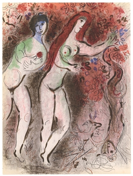 Marc Chagall lithograph Adam and Eve and the Forbidden Fruit