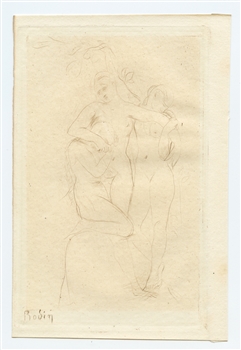 Auguste Rodin Ames du Purgatoire original drypoint