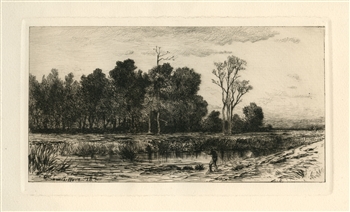 Robert Swain Gifford original etching Evening