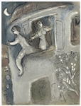 Marc Chagall "Micah Rescues David from Saul" Bible lithograph