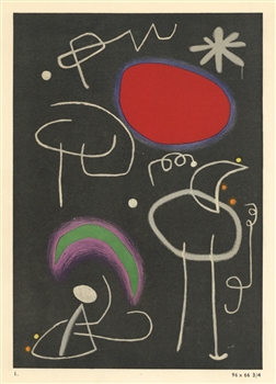 Joan Miro pochoir, 1953, Pierre Matisse Gallery