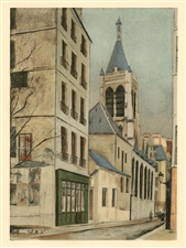 Maurice Utrillo pochoir L'Eglise Sainte-Severin