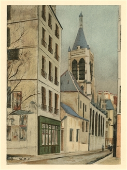 Maurice Utrillo pochoir L'Eglise Sainte-Severin