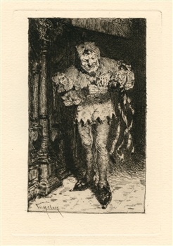 William Merritt Chase "Keying Up - The Court Jester" original etching