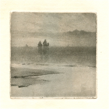 Frank Short etching and aquatint "Detail from Sunrise O'er Whitby Scaur"