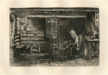 Jozef Israels Old Couple original etching