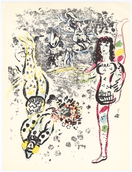 Marc Chagall original lithograph Le jeu des acrobats