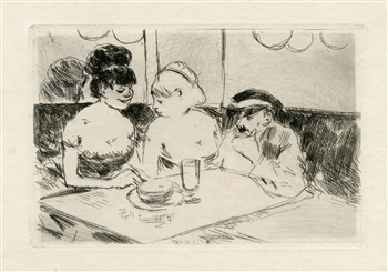 Jean-Louis Forain "Maison close" original etching