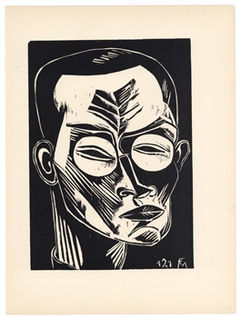 Conrad Felixmuller original woodcut "Self Portrait"