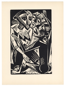 Max Pechstein original woodcut "Woman Desired by Man"