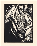 Erich Heckel original woodcut "Sick Girl" (Krankes Madchen)