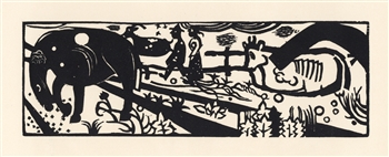 Heinrich Campendonck Bauerngang original woodcut