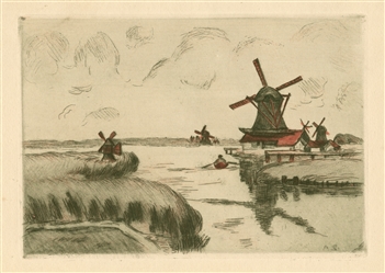 Armand Guillaumin Saardam (Zaandam) original etching