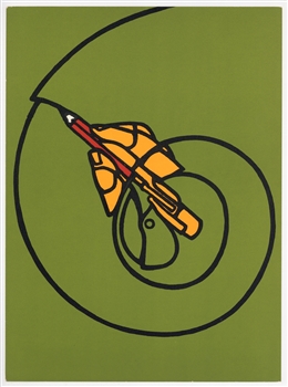 Valerio Adami original lithograph, 1973, derriere