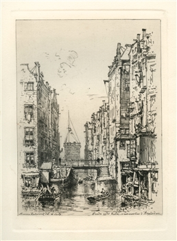 Maxime Lalanne original etching Amsterdam