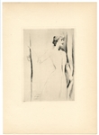 Fernand Khnopff original drypoint "Un rideau"