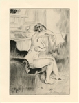 Louis Legrand original etching "La Toilette"