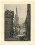 Donald Shaw MacLaughlan original etching "Rue du Chasseur, Rouen"