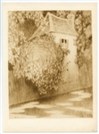 Henri Le Sidaner original etching"Pavillon dans les arbres"