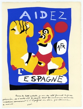 Joan Miro Aidez L'Espagne original pochoir Cahiers 1937