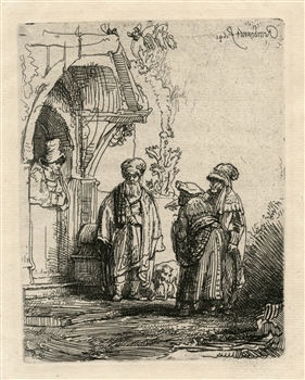Rembrandt van Rijn etching Jacob and Laban