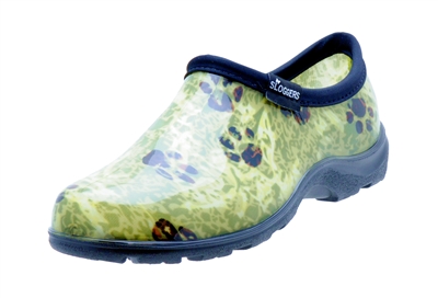 Women's Rain & Garden Shoes - Paw Print Green